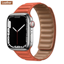 Load image into Gallery viewer, Leather Link For Apple Watch Band Original Magnetic Loop Bracelet iWatch Series 8 Ultra 3 SE 6 7 Strap