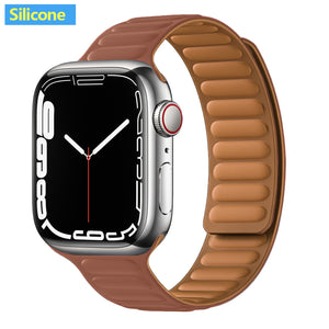 Leather Link For Apple Watch Band Original Magnetic Loop Bracelet iWatch Series 8 Ultra 3 SE 6 7 Strap