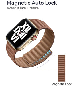 Leather Link For Apple Watch Band Original Magnetic Loop Bracelet iWatch Series 8 Ultra 3 SE 6 7 Strap