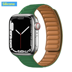 Leather Link For Apple Watch Band Original Magnetic Loop Bracelet iWatch Series 8 Ultra 3 SE 6 7 Strap