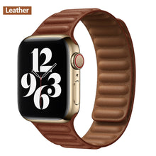 Load image into Gallery viewer, Leather Link For Apple Watch Band Original Magnetic Loop Bracelet iWatch Series 8 Ultra 3 SE 6 7 Strap