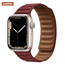 Load image into Gallery viewer, Leather Link For Apple Watch Band Original Magnetic Loop Bracelet iWatch Series 8 Ultra 3 SE 6 7 Strap