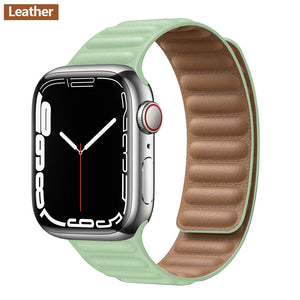 Leather Link For Apple Watch Band Original Magnetic Loop Bracelet iWatch Series 8 Ultra 3 SE 6 7 Strap