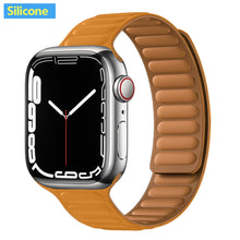 Load image into Gallery viewer, Leather Link For Apple Watch Band Original Magnetic Loop Bracelet iWatch Series 8 Ultra 3 SE 6 7 Strap