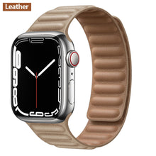 Load image into Gallery viewer, Leather Link For Apple Watch Band Original Magnetic Loop Bracelet iWatch Series 8 Ultra 3 SE 6 7 Strap