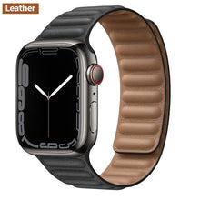 Load image into Gallery viewer, Leather Link For Apple Watch Band Original Magnetic Loop Bracelet iWatch Series 8 Ultra 3 SE 6 7 Strap