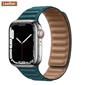 Leather Link For Apple Watch Band Original Magnetic Loop Bracelet iWatch Series 8 Ultra 3 SE 6 7 Strap