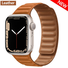 Load image into Gallery viewer, Leather Link For Apple Watch Band Original Magnetic Loop Bracelet iWatch Series 8 Ultra 3 SE 6 7 Strap