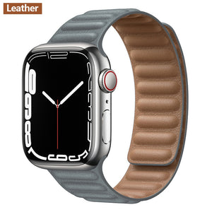 Leather Link For Apple Watch Band Original Magnetic Loop Bracelet iWatch Series 8 Ultra 3 SE 6 7 Strap