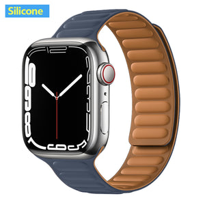 Leather Link For Apple Watch Band Original Magnetic Loop Bracelet iWatch Series 8 Ultra 3 SE 6 7 Strap