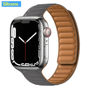 Leather Link For Apple Watch Band Original Magnetic Loop Bracelet iWatch Series 8 Ultra 3 SE 6 7 Strap