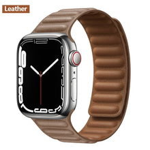 Load image into Gallery viewer, Leather Link For Apple Watch Band Original Magnetic Loop Bracelet iWatch Series 8 Ultra 3 SE 6 7 Strap
