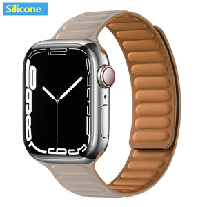 Leather Link For Apple Watch Band Original Magnetic Loop Bracelet iWatch Series 8 Ultra 3 SE 6 7 Strap