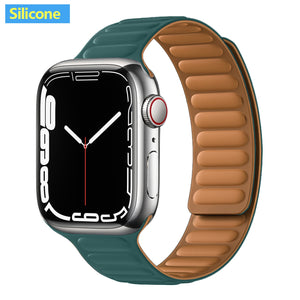 Leather Link For Apple Watch Band Original Magnetic Loop Bracelet iWatch Series 8 Ultra 3 SE 6 7 Strap