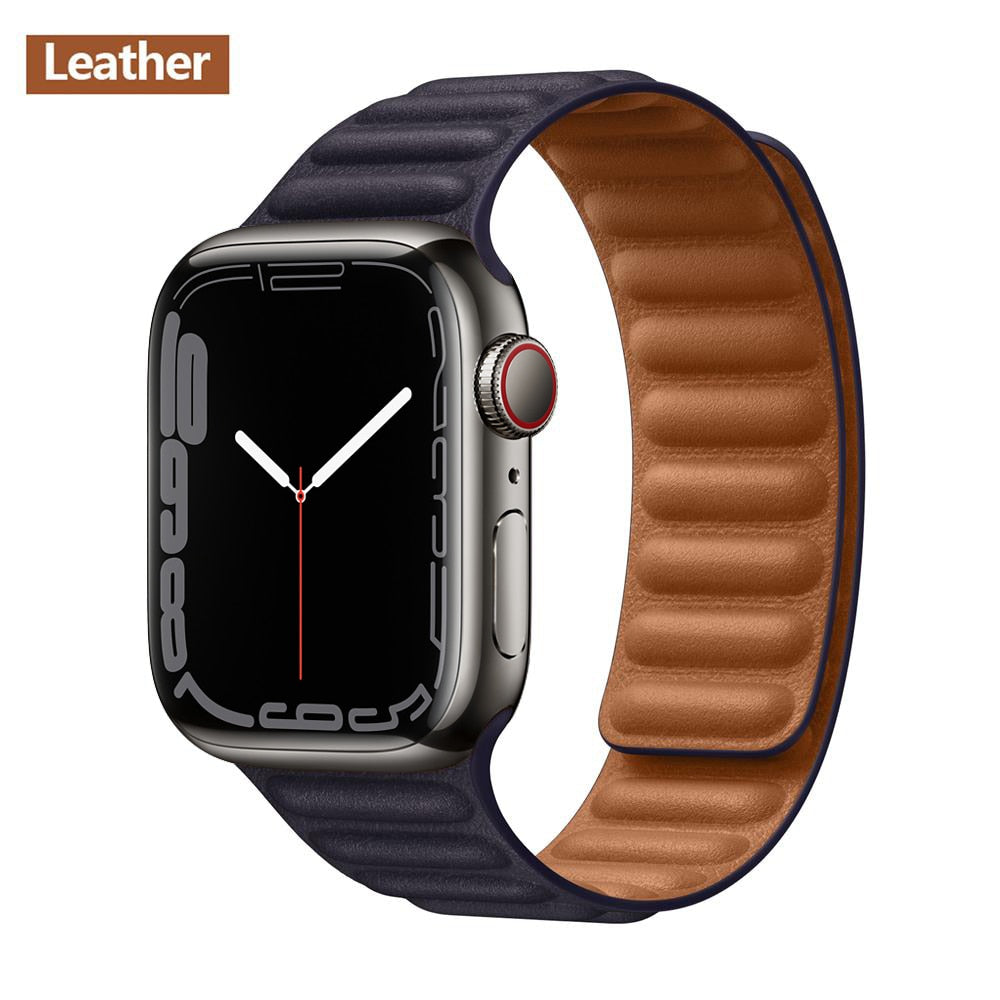 Leather Link For Apple Watch Band Original Magnetic Loop Bracelet iWatch Series 8 Ultra 3 SE 6 7 Strap