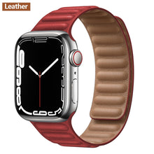 Load image into Gallery viewer, Leather Link For Apple Watch Band Original Magnetic Loop Bracelet iWatch Series 8 Ultra 3 SE 6 7 Strap