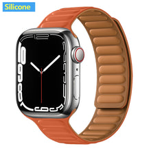 Load image into Gallery viewer, Leather Link For Apple Watch Band Original Magnetic Loop Bracelet iWatch Series 8 Ultra 3 SE 6 7 Strap