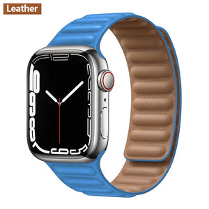 Leather Link For Apple Watch Band Original Magnetic Loop Bracelet iWatch Series 8 Ultra 3 SE 6 7 Strap