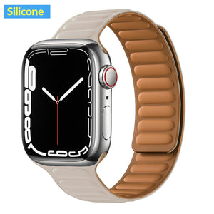 Leather Link For Apple Watch Band Original Magnetic Loop Bracelet iWatch Series 8 Ultra 3 SE 6 7 Strap