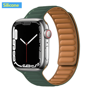 Leather Link For Apple Watch Band Original Magnetic Loop Bracelet iWatch Series 8 Ultra 3 SE 6 7 Strap