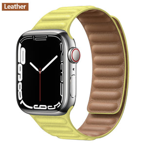 Leather Link For Apple Watch Band Original Magnetic Loop Bracelet iWatch Series 8 Ultra 3 SE 6 7 Strap