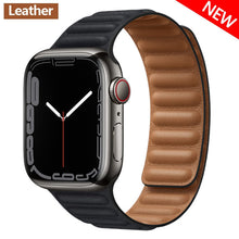 Load image into Gallery viewer, Leather Link For Apple Watch Band Original Magnetic Loop Bracelet iWatch Series 8 Ultra 3 SE 6 7 Strap
