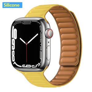 Leather Link For Apple Watch Band Original Magnetic Loop Bracelet iWatch Series 8 Ultra 3 SE 6 7 Strap