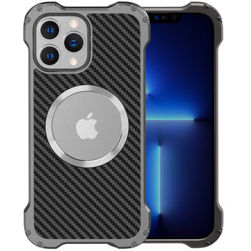 Mag for Safe for iPhone 13 12 11 Pro Max Mini Case Carbon Fiber Lens Protection Phone Case Ultra Thin Metal Bumpers Cover
