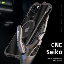 Load image into Gallery viewer, Mag for Safe for iPhone 13 12 11 Pro Max Mini Case Carbon Fiber Lens Protection Phone Case Ultra Thin Metal Bumpers Cover