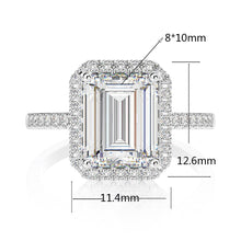 Load image into Gallery viewer, New Design 925 Sterling Silver Ring Luxury Created Moissanite Big Silver Rings Wedding Ring for Couple Square Diamond Jewelry
