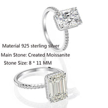 Load image into Gallery viewer, New Design Rectangular D Color Created Moissanite Luxury Wedding 925 Sterling Silver Jewelry Wholesale