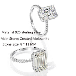 New Design Rectangular D Color Created Moissanite Luxury Wedding 925 Sterling Silver Jewelry Wholesale