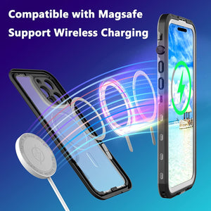 Waterproof for iPhone 14 Pro Max Case 14 Plus Compatible Magsafe  Case Magnetic Magnet Full Protection Phone Case with Lanyard