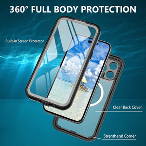 Waterproof for iPhone 14 Pro Max Case 14 Plus Compatible Magsafe  Case Magnetic Magnet Full Protection Phone Case with Lanyard