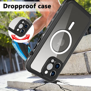 Waterproof for iPhone 14 Pro Max Case 14 Plus Compatible Magsafe  Case Magnetic Magnet Full Protection Phone Case with Lanyard