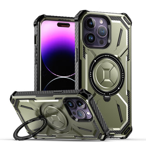 for Apple iPhone 14 13 12 11 Pro Max Case Metal Kickstand Magnetic Case with MagSafe, Heavy Duty Bumper Shockproof Phone Case