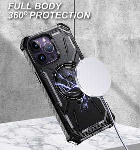 for Apple iPhone 14 13 12 11 Pro Max Case Metal Kickstand Magnetic Case with MagSafe, Heavy Duty Bumper Shockproof Phone Case