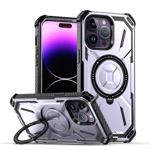 for Apple iPhone 14 13 12 11 Pro Max Case Metal Kickstand Magnetic Case with MagSafe, Heavy Duty Bumper Shockproof Phone Case