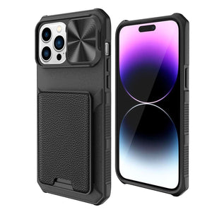 for Apple iPhone 14 Pro Max 14 Wallet Case with Card Holder &amp; Slide Camera Cover Full-Body Rugged Shockproof Protective Cover
