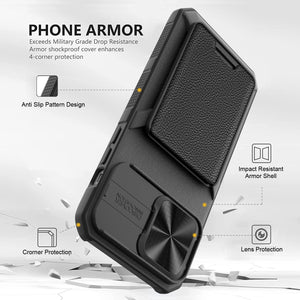 for Apple iPhone 14 Pro Max 14 Wallet Case with Card Holder &amp; Slide Camera Cover Full-Body Rugged Shockproof Protective Cover