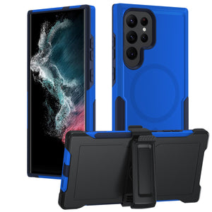 for Galaxy S23 Ultra Case with Belt-Clip Holster Magnetic Ring,Rugged Shockproof Military Protective Bumper Armor Heavy Duty