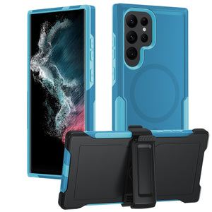for Galaxy S23 Ultra Case with Belt-Clip Holster Magnetic Ring,Rugged Shockproof Military Protective Bumper Armor Heavy Duty