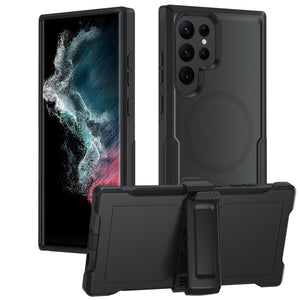 for Galaxy S23 Ultra Case with Belt-Clip Holster Magnetic Ring,Rugged Shockproof Military Protective Bumper Armor Heavy Duty