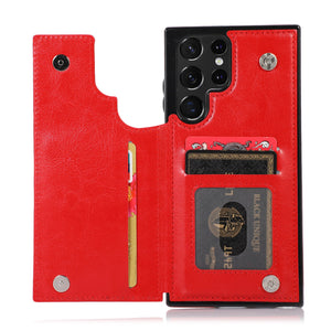 for Samsung Galaxy S23 S22 Ultra Cover Wallet Case ID Credit Card Slot Holder Cash Pocket Sleeve PU Leather Magnetic Closure Case