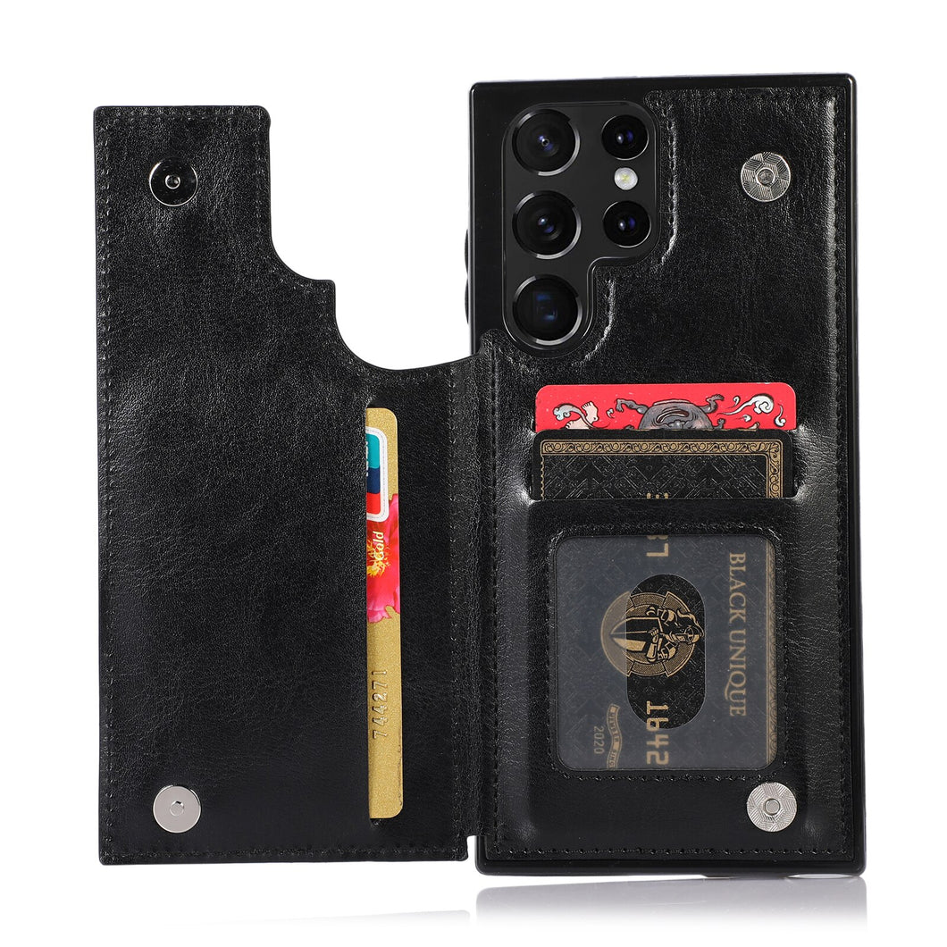 for Samsung Galaxy S23 S22 Ultra Cover Wallet Case ID Credit Card Slot Holder Cash Pocket Sleeve PU Leather Magnetic Closure Case
