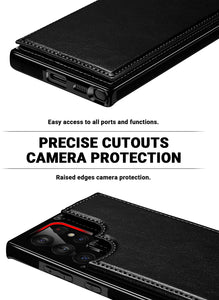 for Samsung Galaxy S23 S22 Ultra Cover Wallet Case ID Credit Card Slot Holder Cash Pocket Sleeve PU Leather Magnetic Closure Case