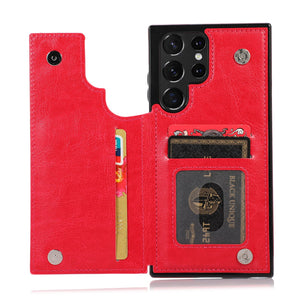 for Samsung Galaxy S23 S22 Ultra Cover Wallet Case ID Credit Card Slot Holder Cash Pocket Sleeve PU Leather Magnetic Closure Case