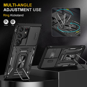 for Samsung Galaxy S23 Ultra S23+ Case with Magnetic Ring Kickstand and Camera Cover Military Grade Shockproof Protective Case