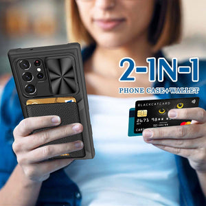 for Samsung Galaxy S23 Ultra Wallet Case with Card Holder &amp; Slide Camera Cover Full-Body Rugged Shockproof Protective Cover