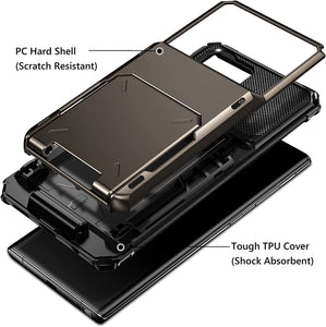 for Samsung S23 Ultra Wallet Case Flip Cover Credit Card Holder Pocket Dual Layer Protective Full-Body Protection Hard Bumper